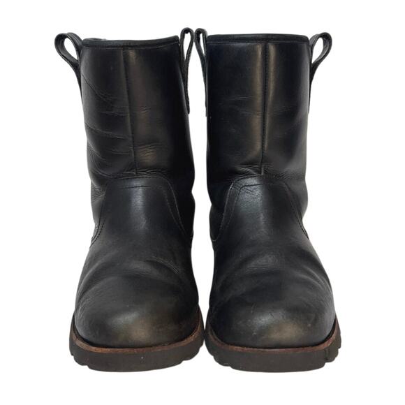 Ugg Men\'s Stoneman Black Leather Calfskin Wool Pull On Boots Size 10
US